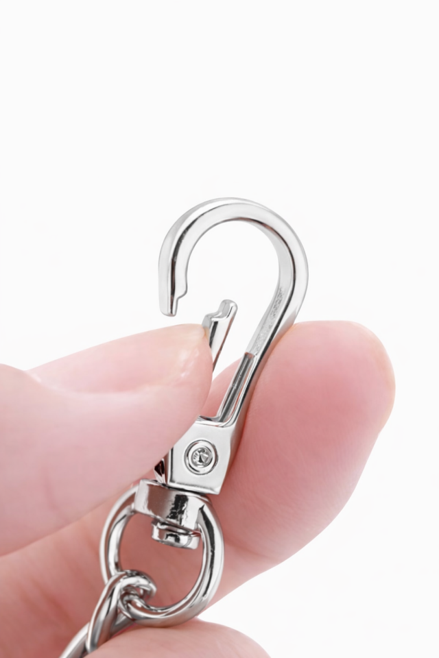 Papağan Kancalı Gümüş Renk Zincirli  Çanta Zincir Set  - Kancalar  Dahil Zincir Uzunluk : 118 Cm