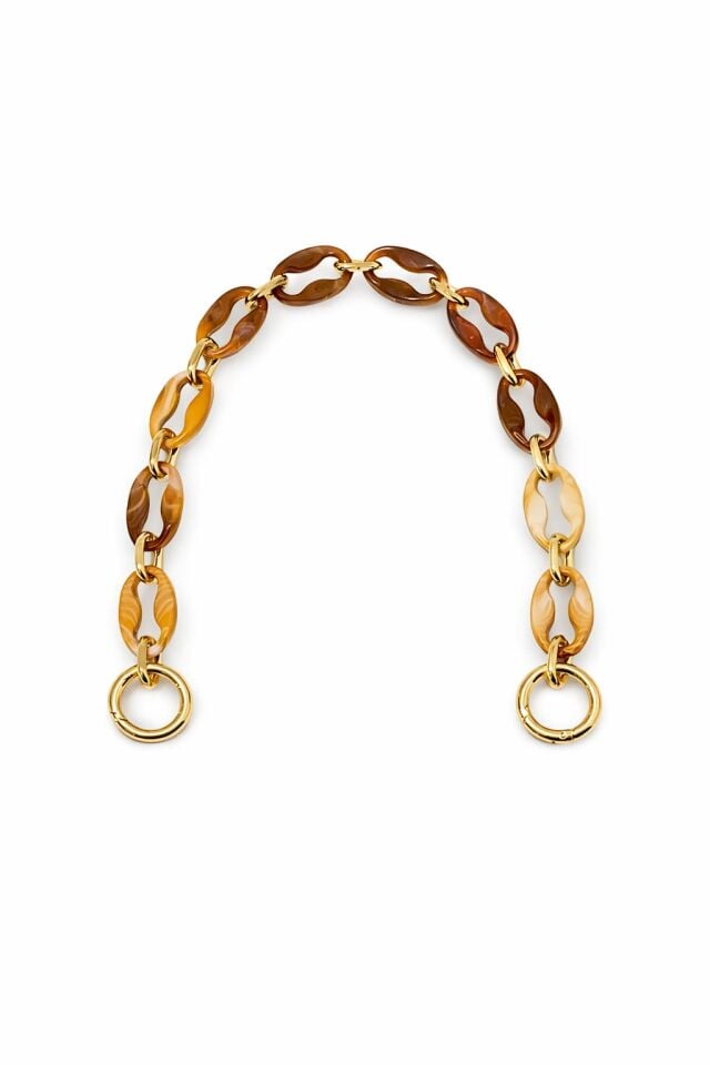 Nildenhobim Akrilik Zincir Model Çanta Sapı - 45 cm, Altın Renk ve Yaylı Halkalı