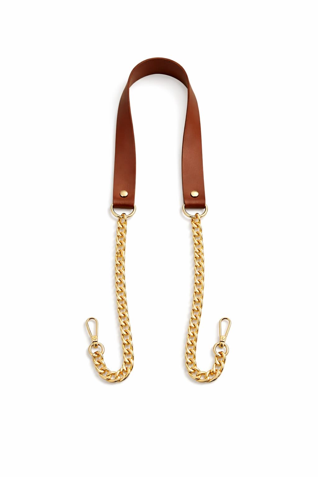 Nildenhobim Suni Derili Papağan Kancalı Altın Renk Zincirli Çanta Saplar - 115 Cm ( Taba Deri )