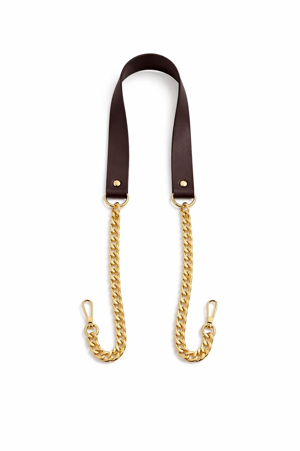 Nildenhobim Suni Derili Papağan Kancalı Gümüş Renk Zincirli Çanta Saplar - 115 Cm ( Kahverengi  Deri )