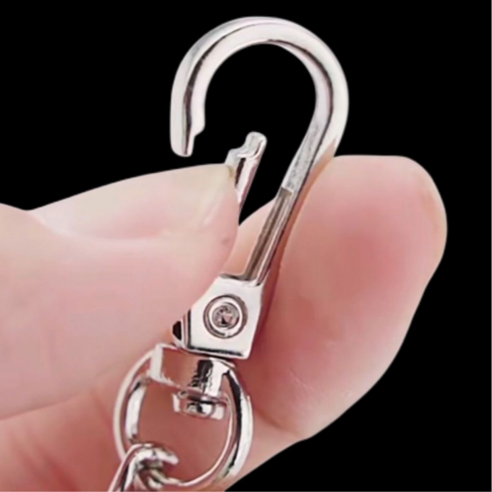 Nildenhobim Suni Derili Papağan Kancalı Altın Renk Zincirli Çanta Saplar - 115 Cm ( Siyah Deri )