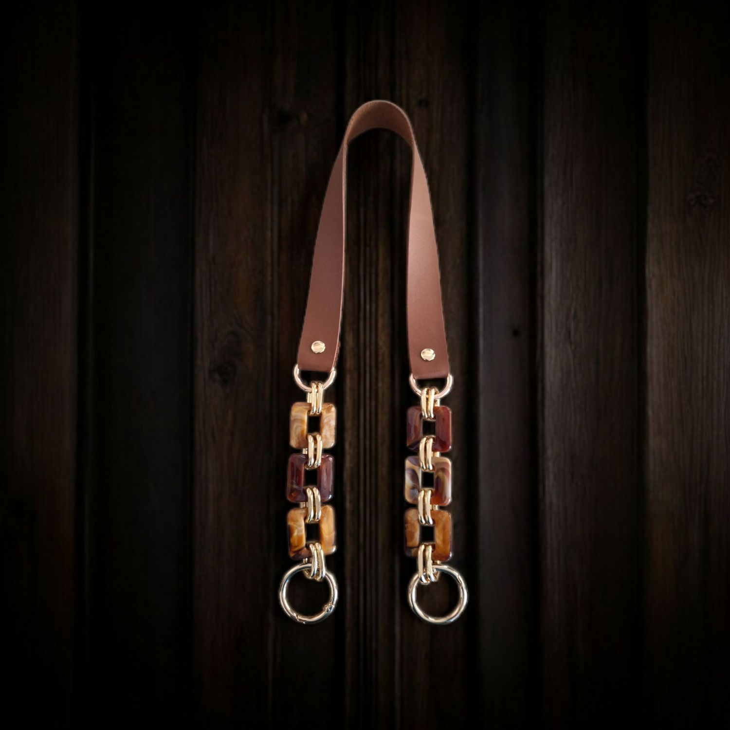 Nildenhobim Suni Derili Akrilik Kare Model Örgü ve Deri Çanta Sapları - 70 Cm (Altınrenk Aksesuar)