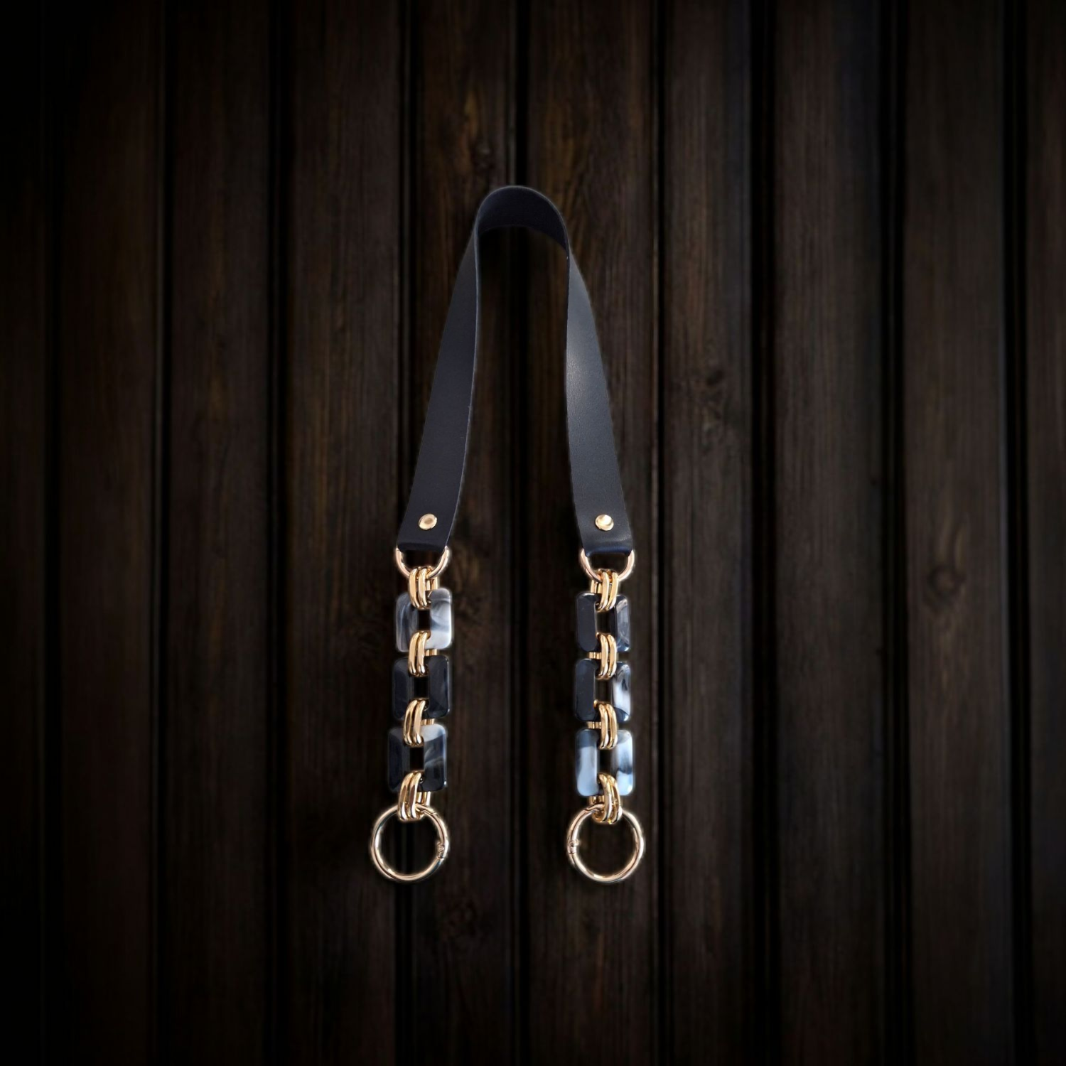 Nildenhobim Suni Derili Akrilik Kare Model Örgü ve Deri Çanta Sapları - 70 Cm (Altınrenk Aksesuar)