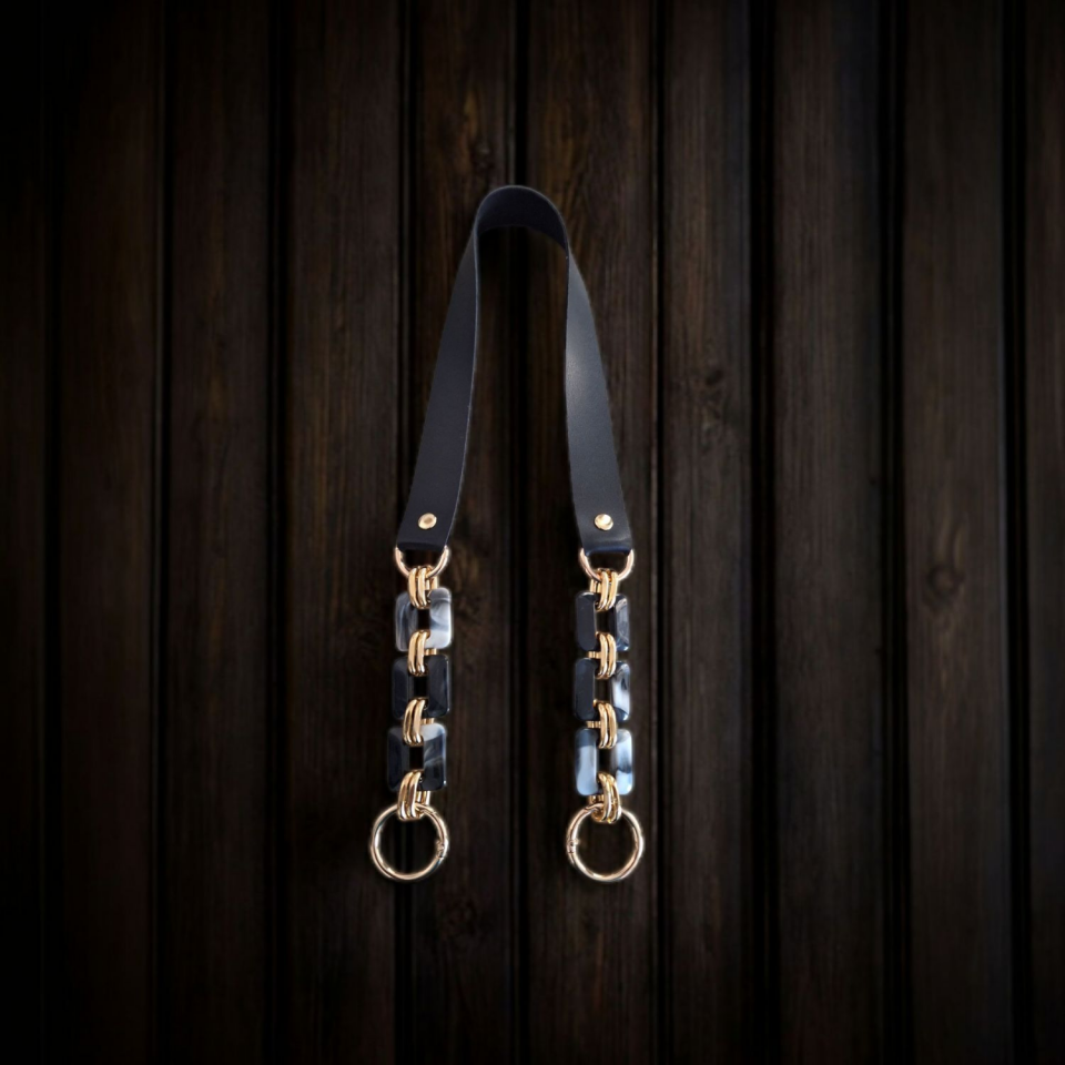 Nildenhobim Suni Derili Akrilik Kare Model Örgü ve Deri Çanta Sapları - 70 Cm (Altınrenk Aksesuar)