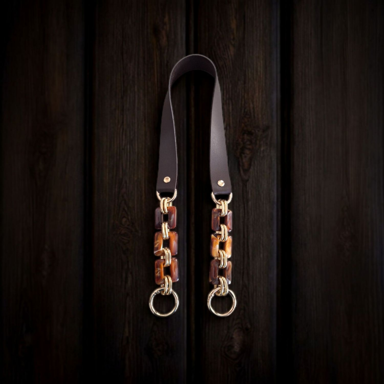 Nildenhobim Suni Derili Akrilik Kare Model Örgü ve Deri Çanta Sapları - 70 Cm (Altınrenk Aksesuar)