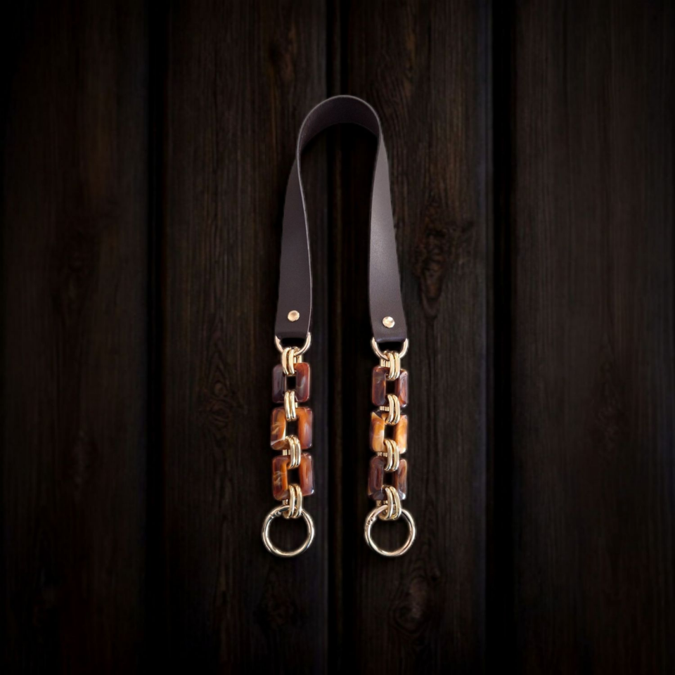 Nildenhobim Suni Derili Akrilik Kare Model Örgü ve Deri Çanta Sapları - 70 Cm (Altınrenk Aksesuar)