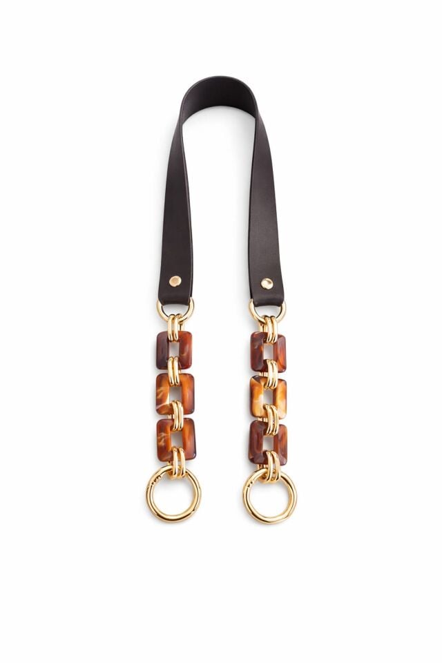 Nildenhobim Suni Derili Akrilik Kare Model Örgü ve Deri Çanta Sapları - 70 Cm (Altınrenk Aksesuar)