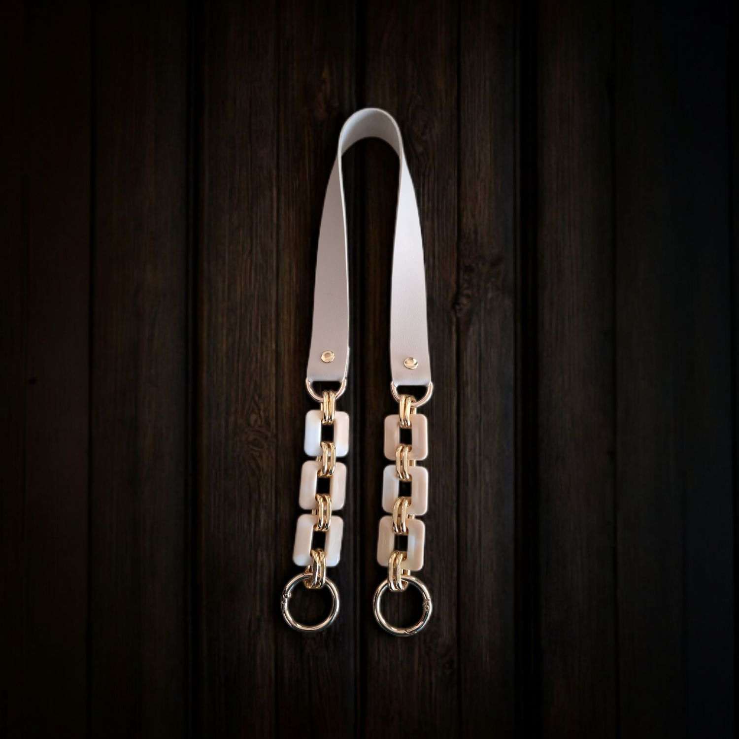 Nildenhobim Suni Derili Akrilik Kare Model Örgü ve Deri Çanta Sapları - 70 Cm (Altınrenk Aksesuar)