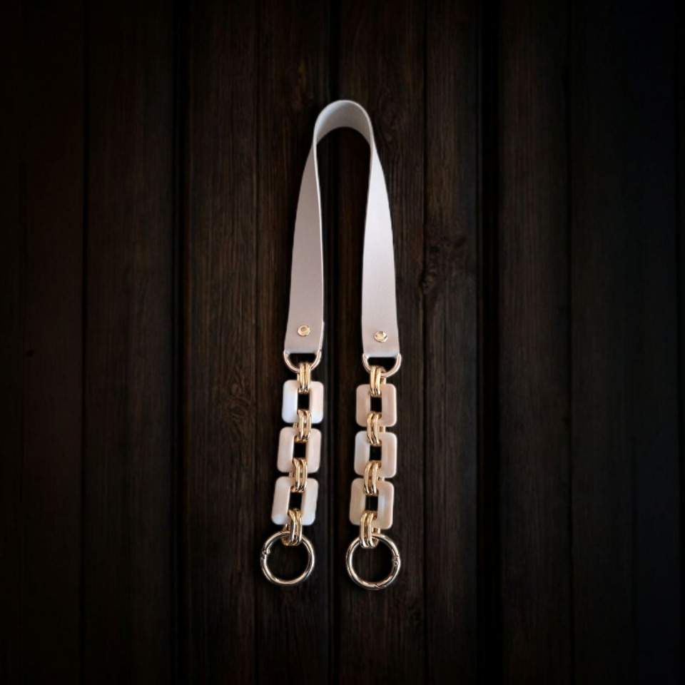 Nildenhobim Suni Derili Akrilik Kare Model Örgü ve Deri Çanta Sapları - 70 Cm (Altınrenk Aksesuar)