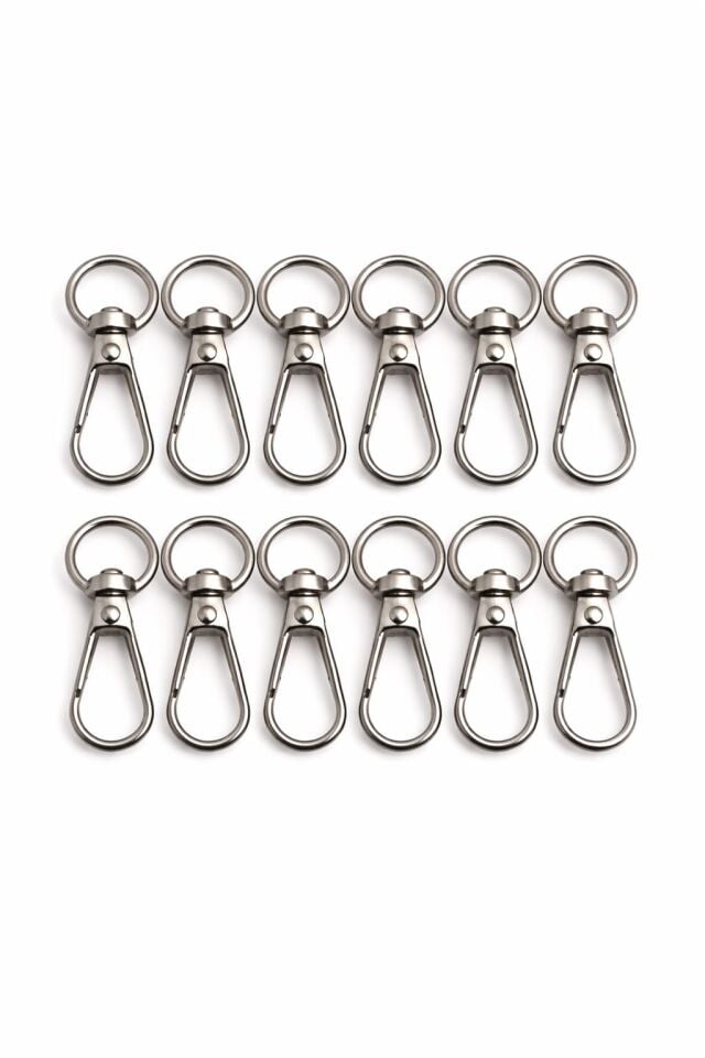 Nildenhobim Gümüş Renk Metal 1 cm Anahtarlık & Çanta Yaylı Kanca – Takı & Anahtarlık Aparatı (12 Adet )