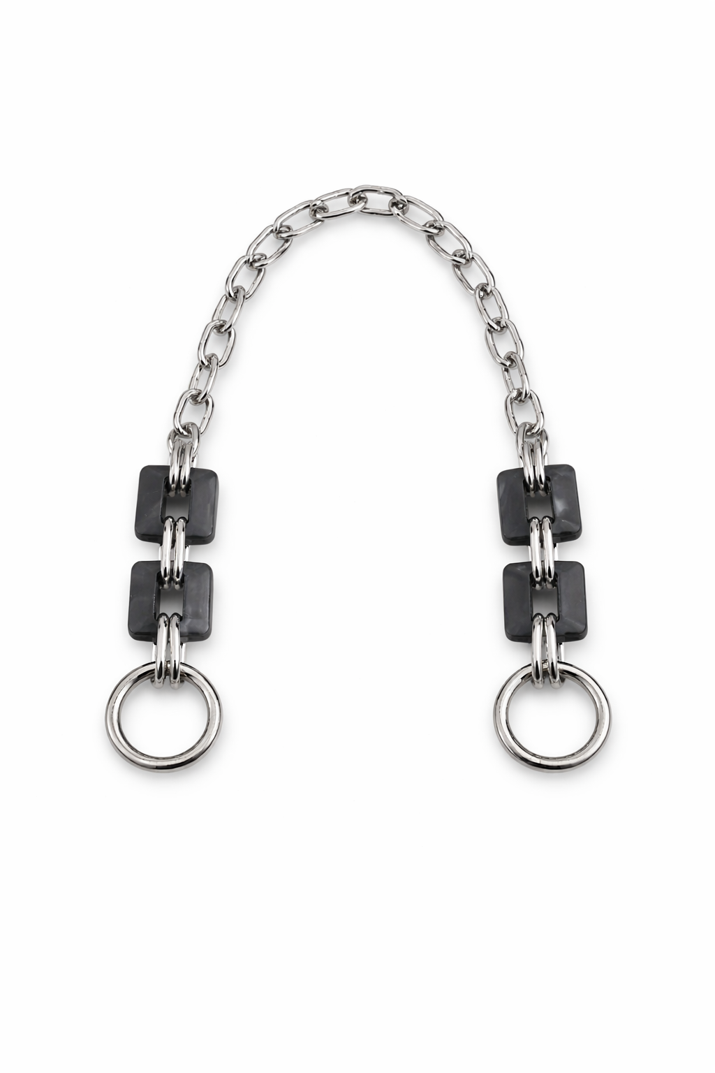 Nildenhobim Gümüş Renk Aksesuarlı Akrilik Detaylı Çanta Zinciri - Uzunluk : 45 Cm