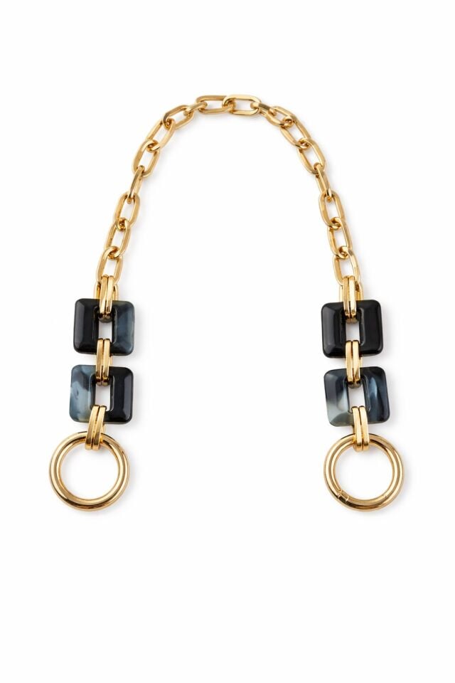 Nildenhobim Altın Renk Aksesuarlı Akrilik Detaylı Çanta Zinciri - Uzunluk : 45 Cm