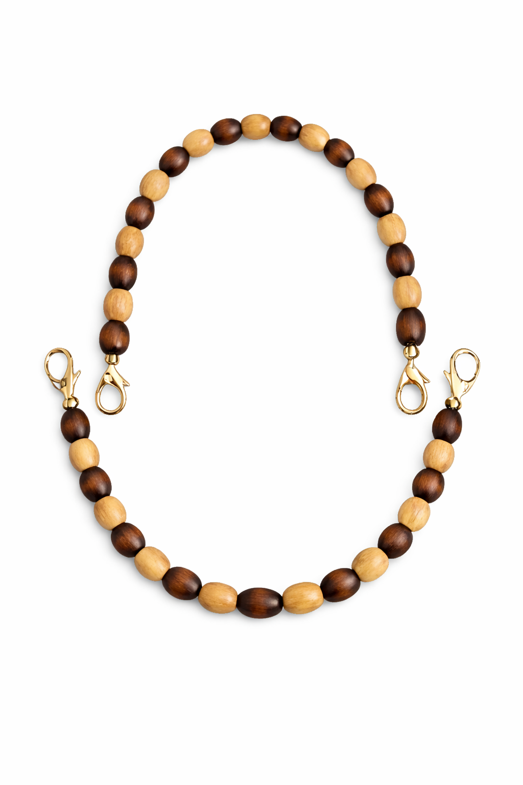 Nildenhobim Altın Renk Kancalı Doğal Ahşap Boncuklu Çanta Sapı – 38 cm (Çift)